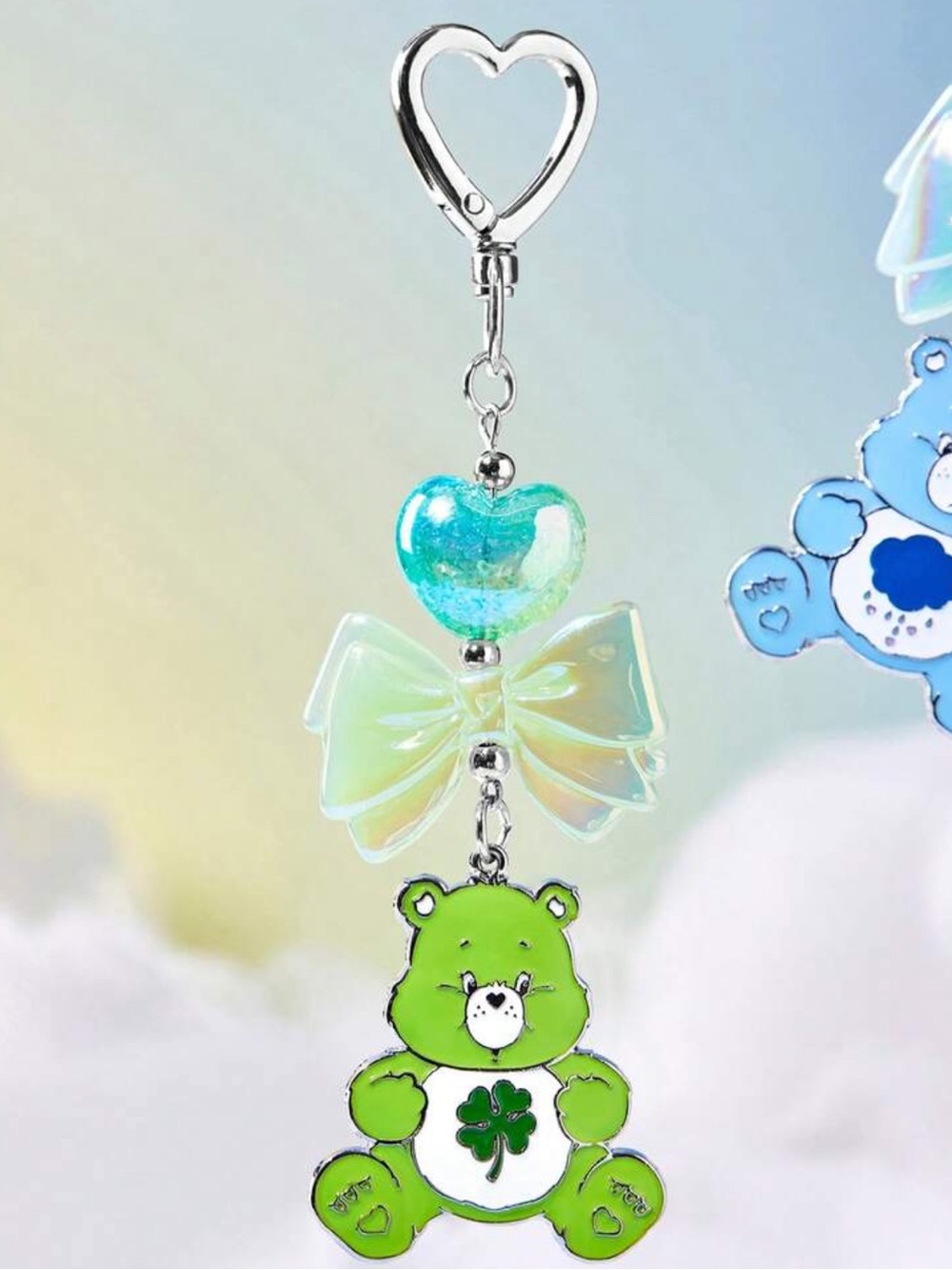 X Care Bears Multi-Colored Bow Metal Bag Pendant, Glossy Three-Dimensional